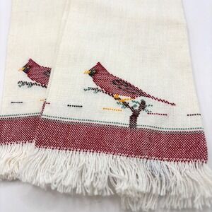 Brea College Student Handmade Napkins Embroidered Cardinal Vintage Set of 2